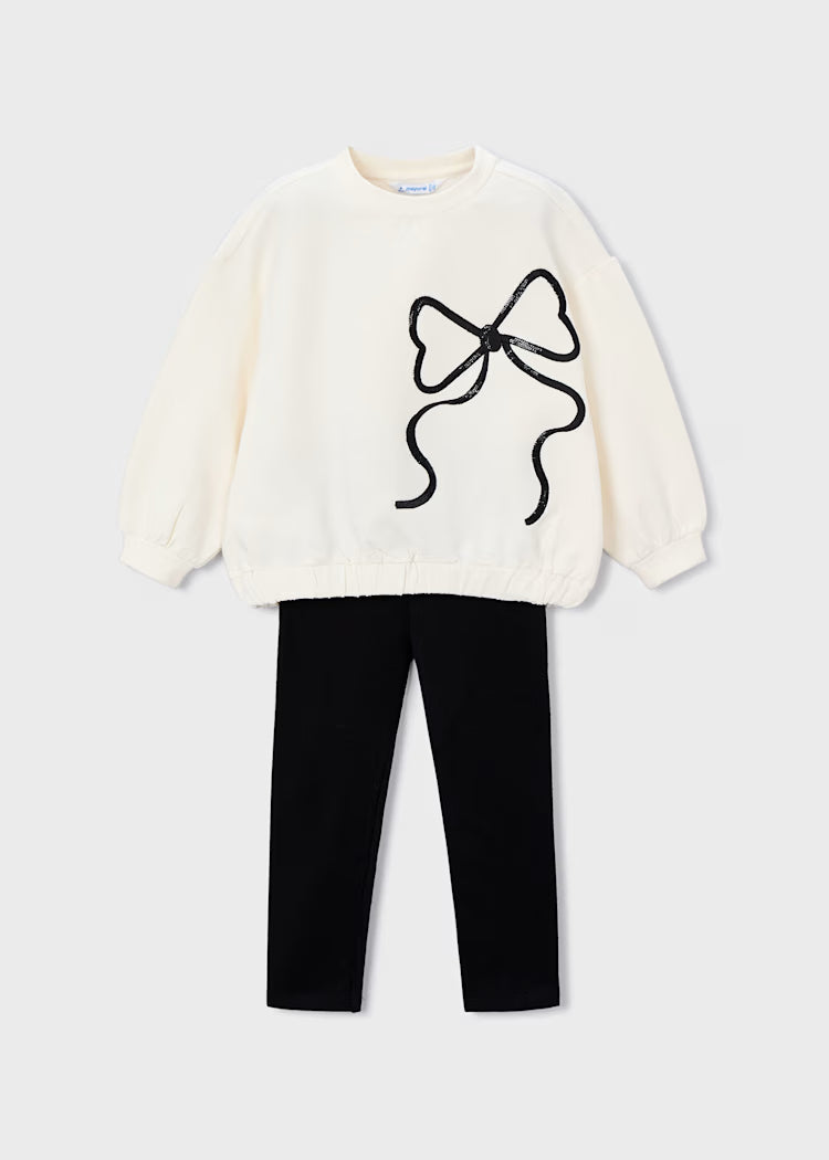 Mayoral - Bow Pullover & Black Legging Set