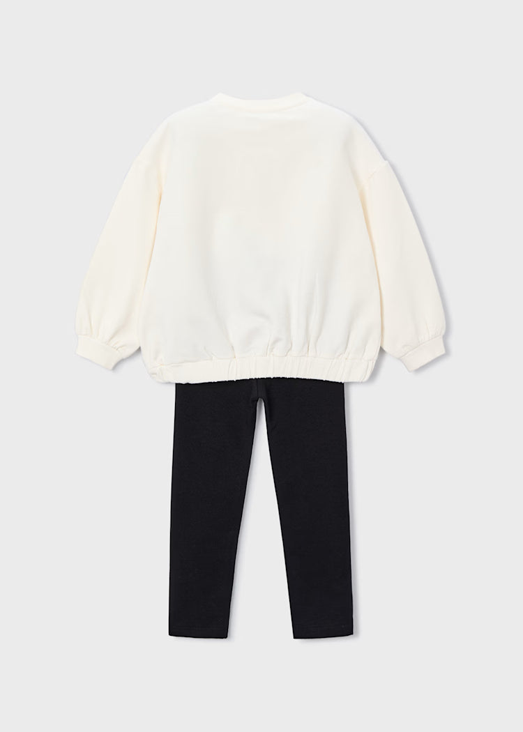 Mayoral - Bow Pullover & Black Legging Set
