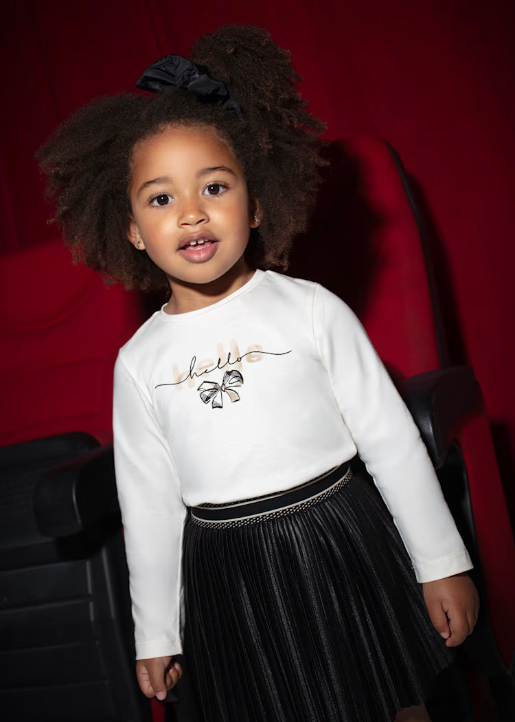Mayoral - Hello L/S T-Shirt w/ Hair Scrunchie