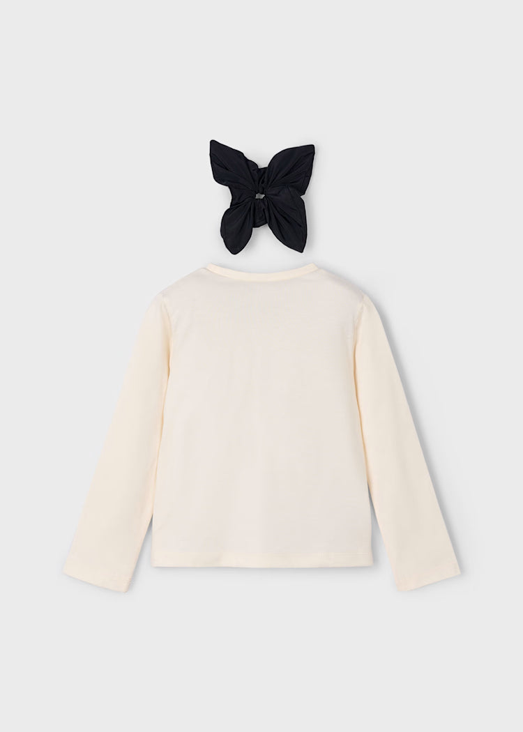 Mayoral - Hello L/S T-Shirt w/ Hair Scrunchie