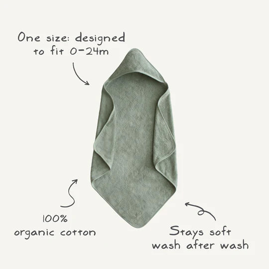 Mushie - Organic Cotton Baby Hooded Towel (Multiple Colors)