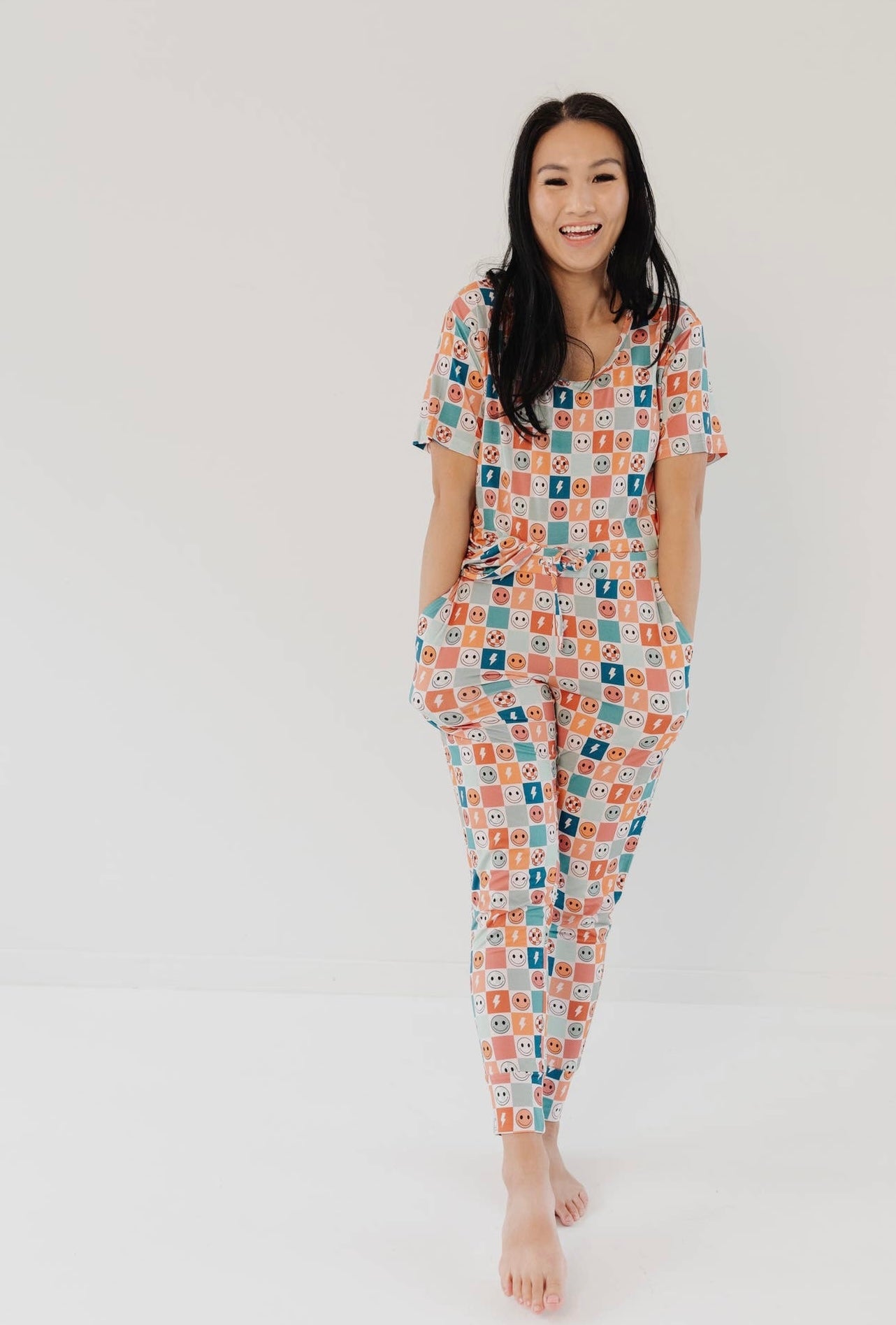joss + j ™ - retro smiley women's bamboo lounge set