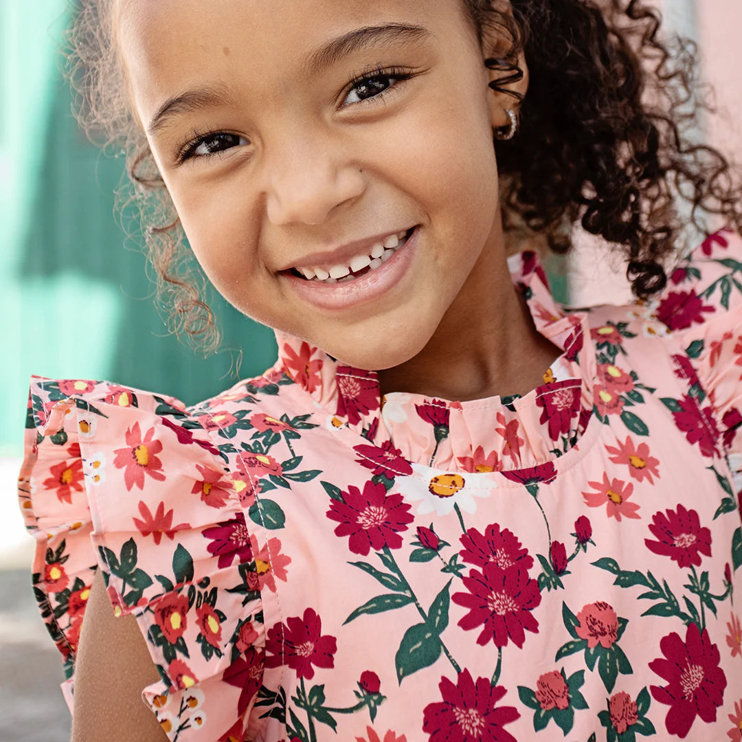 Pink Chicken -  Girls Jennifer Dress - Pink Daisy Floral