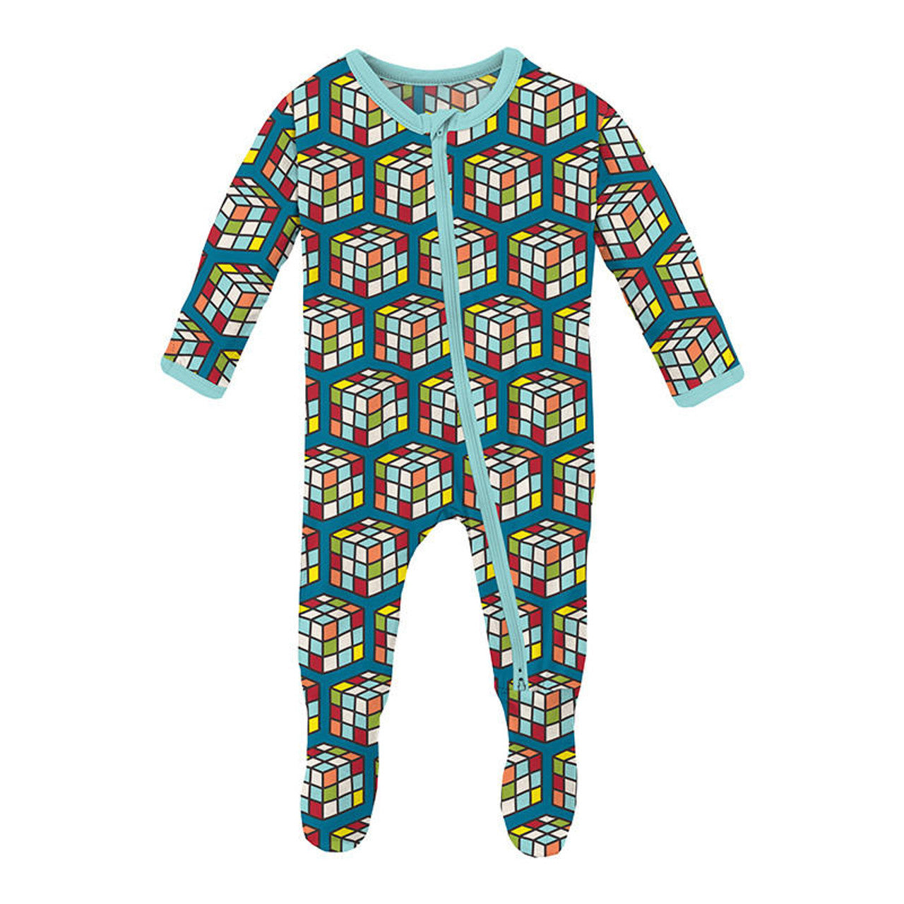 Kickee Pants - Cerulean Blue Puzzle Cube Zipper PJ