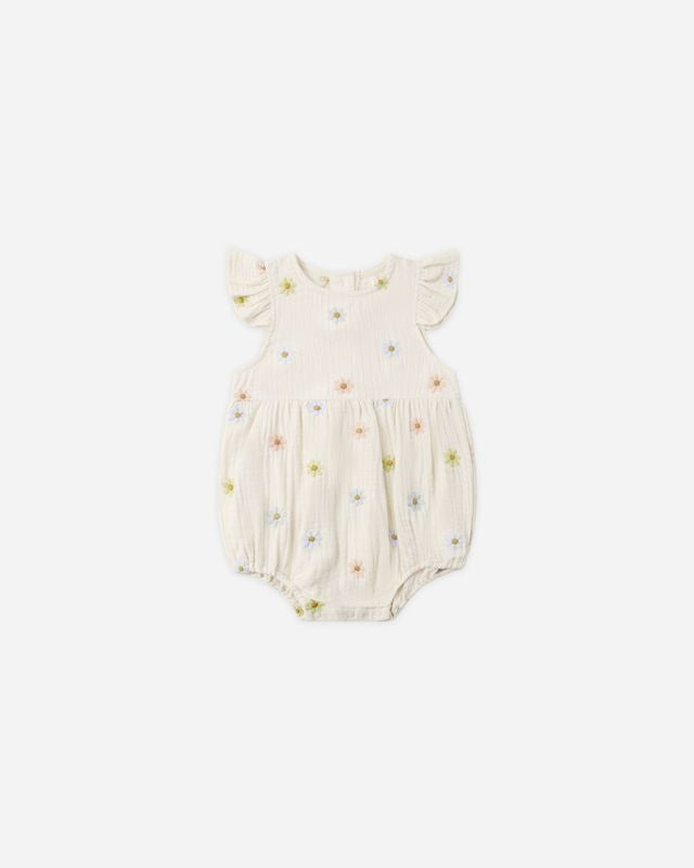 Rylee + Cru - Amelia Romper || Embroidered Daisies
