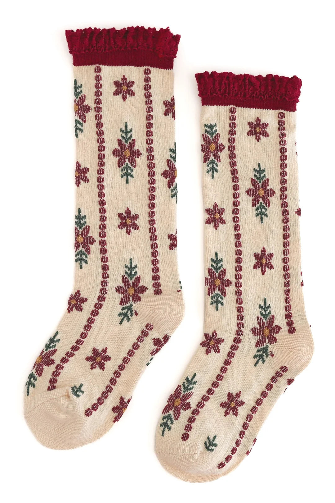 Little Stocking Co. - Poinsettia Lace Knee Socks