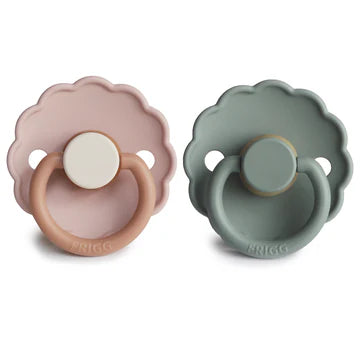 FRIGG - Daisy Natural Rubber Pacifier 2-Pack in Biscuit/Lily Pad