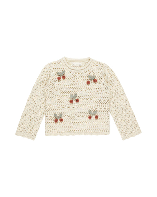 Rylee + Cru - Crochet Knit Pullover || Cherries