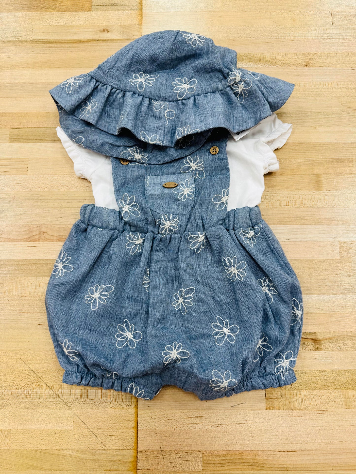 Mayoral - Flower Overalls w/ Hat 3 Piece Set (1757 & 1665)