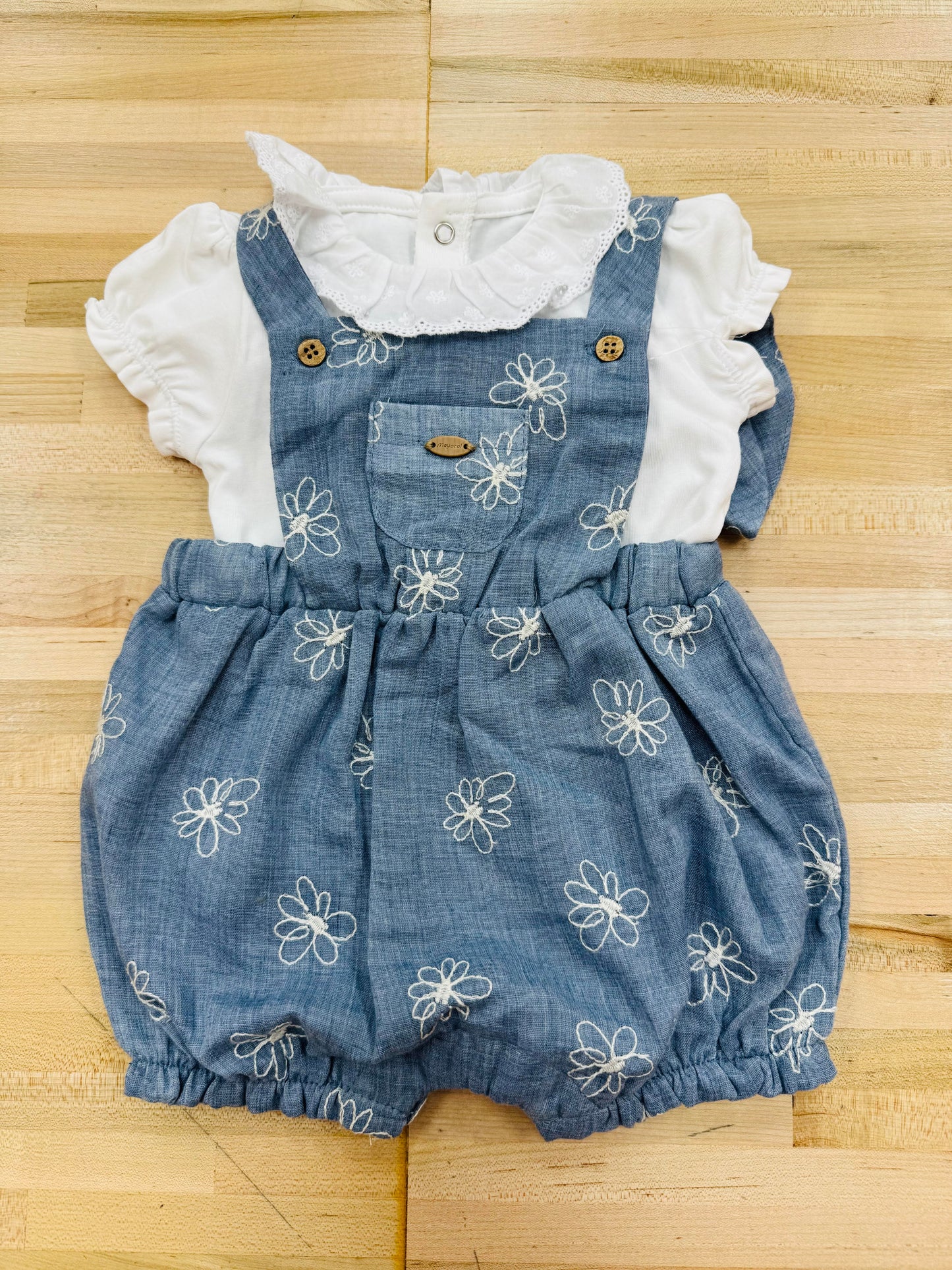Mayoral - Flower Overalls w/ Hat 3 Piece Set (1757 & 1665)