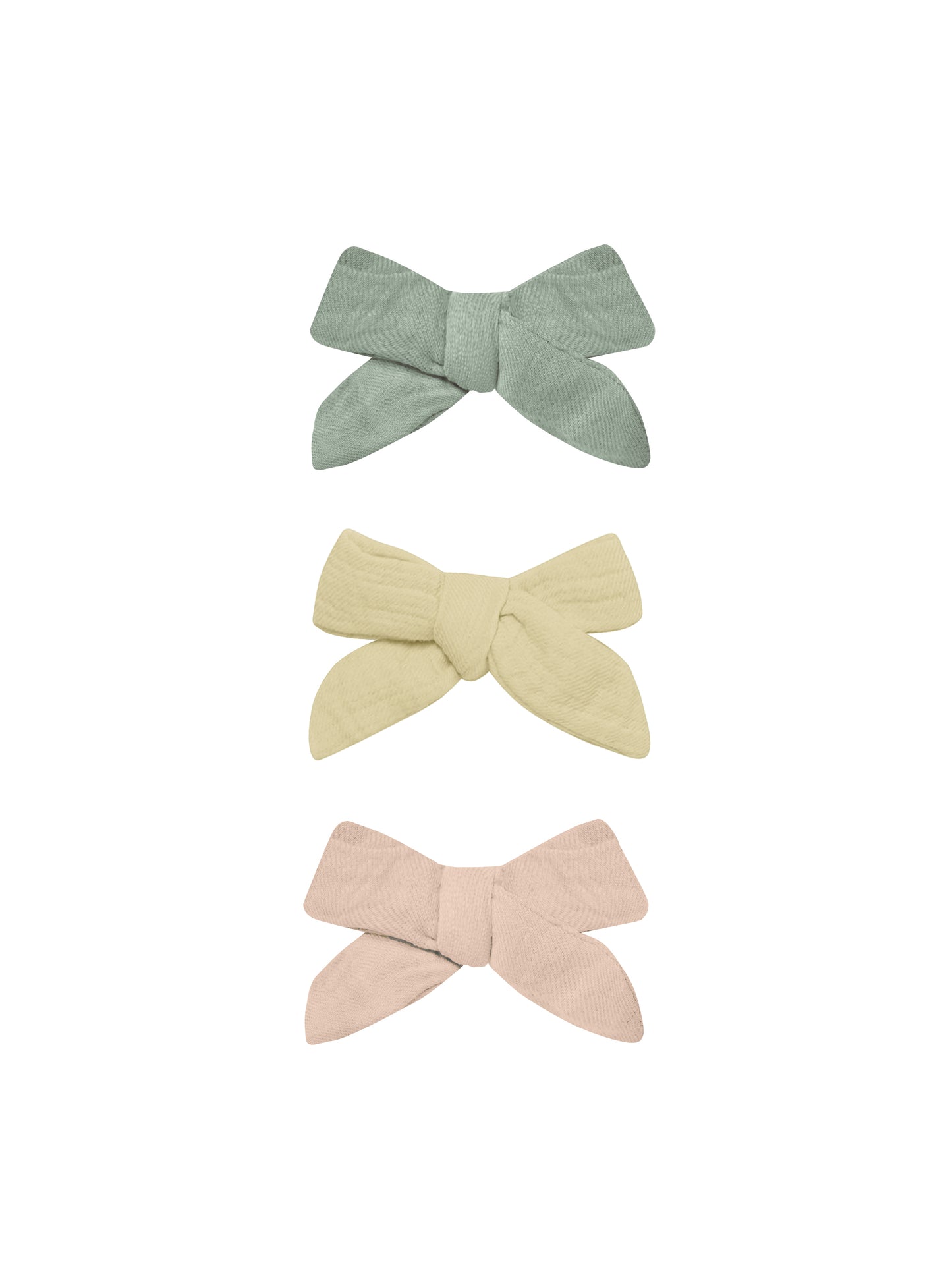 Quincy Mae - BOW W. CLIP, SET OF 3 || SAGE, YELLOW, MELON