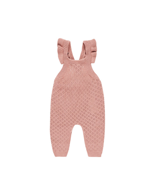 Quincy Mae - POINTELLE KNIT OVERALLS || LIPSTICK