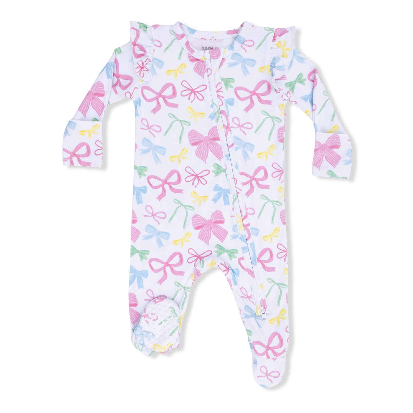 Angel Dear - Sweet Bows 2 Way Ruffle Sleeve Zipper Footie