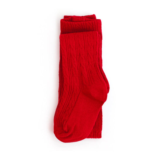 Little Stocking Co. - Bright Red Cable Knit Tights