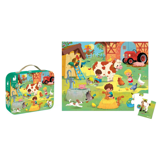 Janod - Puzzle - A Day At the Farm - 24 Pcs