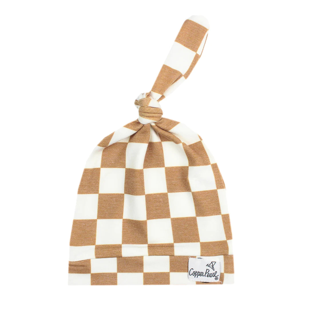 Copper Pearl - Top Knot Hats (0-4 months)