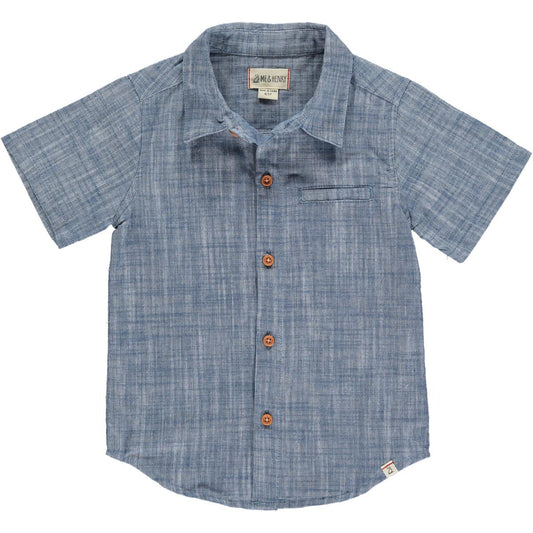 Henry - Newport Blue Heathered Woven Shirt