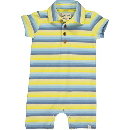 Me and Henry - Drift Yellow/Blue Stripe Polo Romper