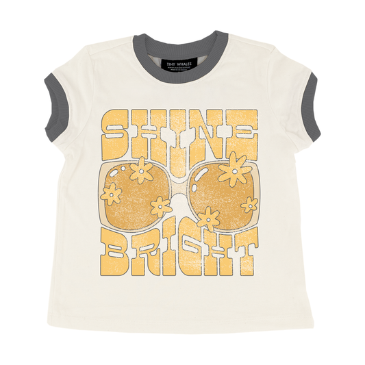 Tiny Whales - Shine Bright Short Sleeve Girls Ringer Tee