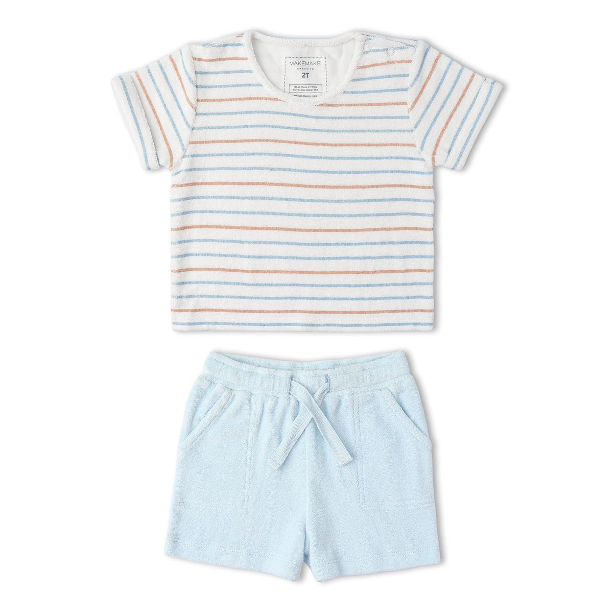 Makemake Organics - Organic Terry Tee & Shorts Set - Cabana Stripes