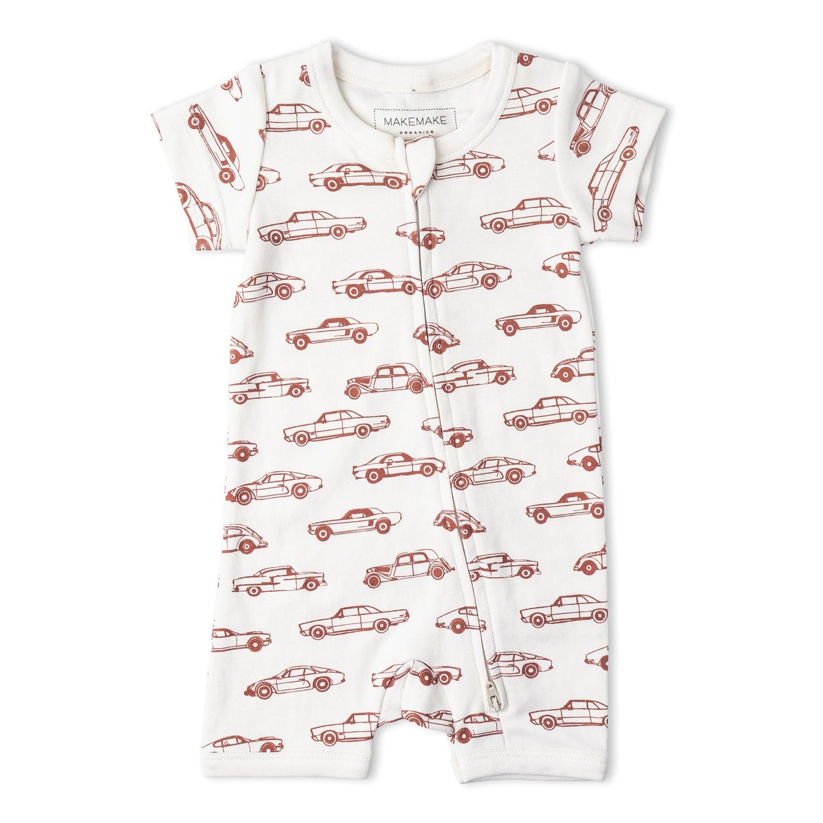 MakeMake Organics - Organic Short Zip Romper - Cars