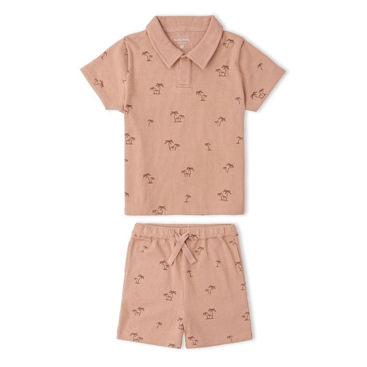 Makemake Organics - Organic Collar Tee & Shorts Set - Island Palm