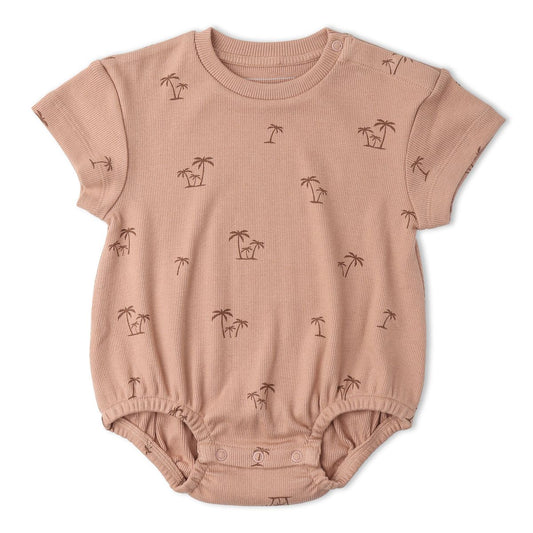 MakeMake Organics - Organic Short Sleeve Bubble Romper - Island Palm