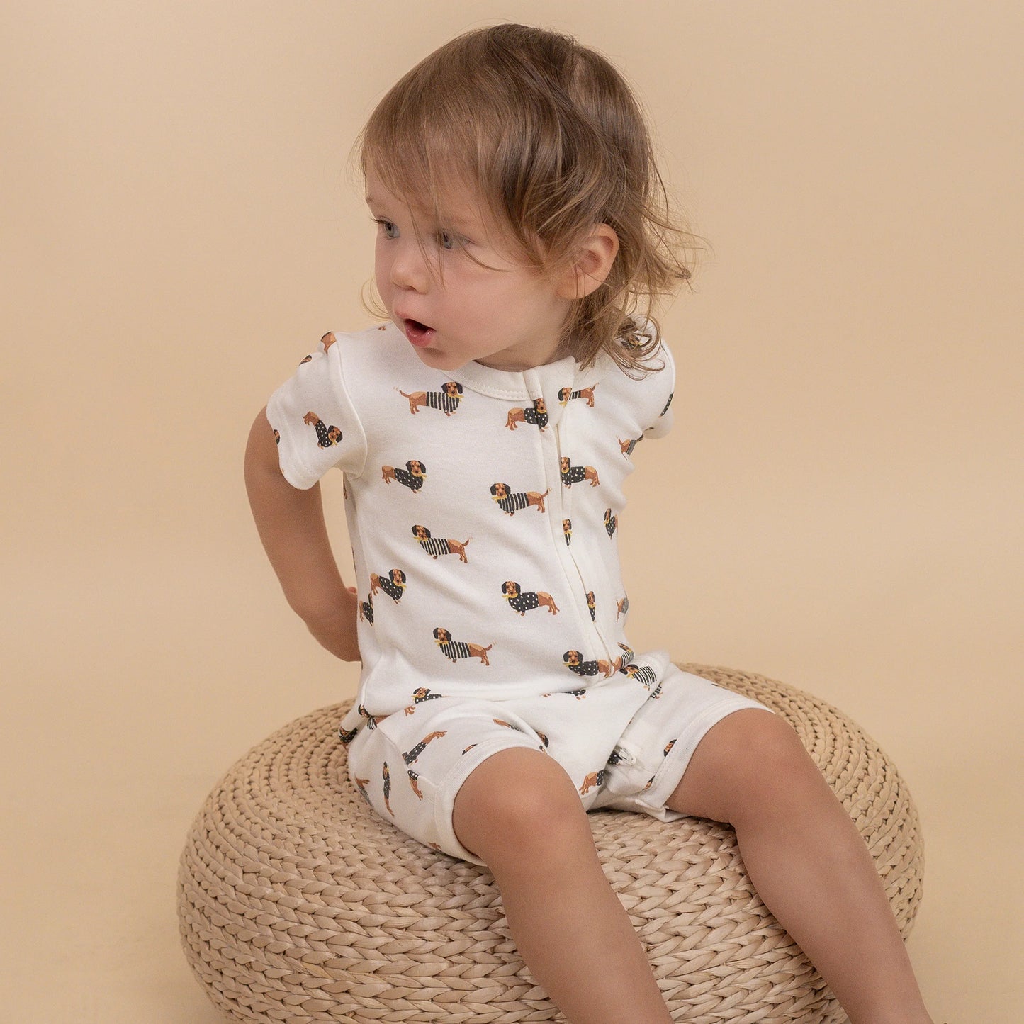 MakeMake Organics - Short Zip Romper - Dog