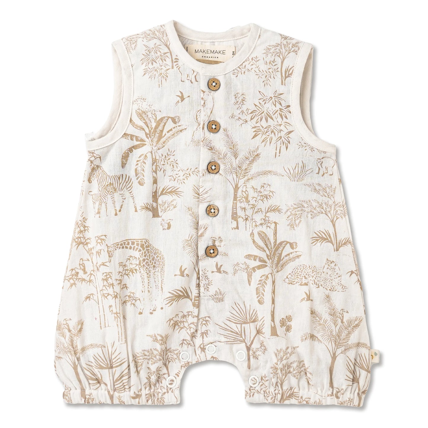 MakeMake Organics - Sleeveless Bubble Romper - Wild Tropics