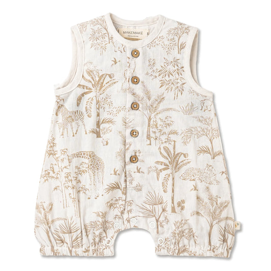 MakeMake Organics - Sleeveless Bubble Romper - Wild Tropics