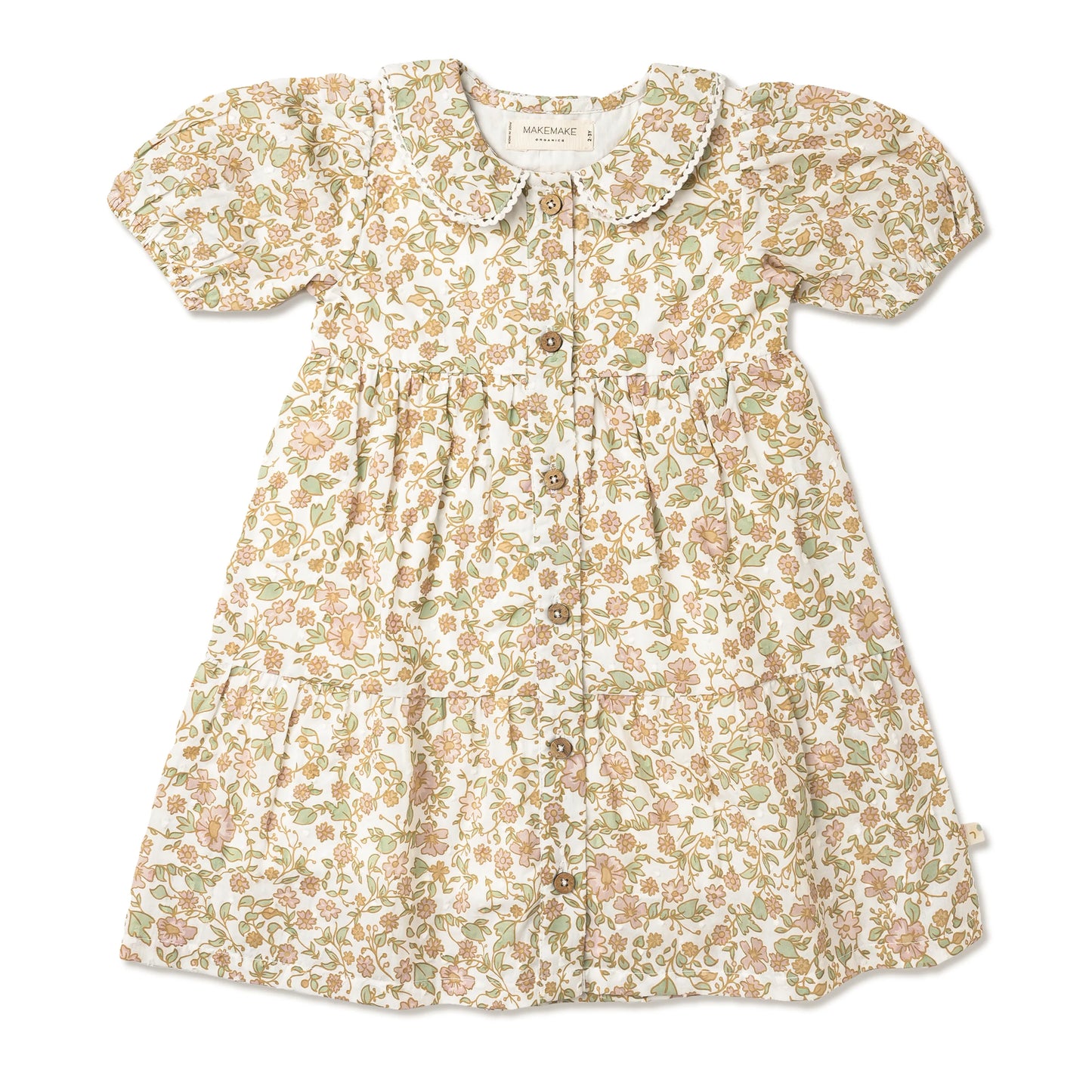 MakeMake Organics - Puff Sleeve Collar Dress - Tuscan Bloom