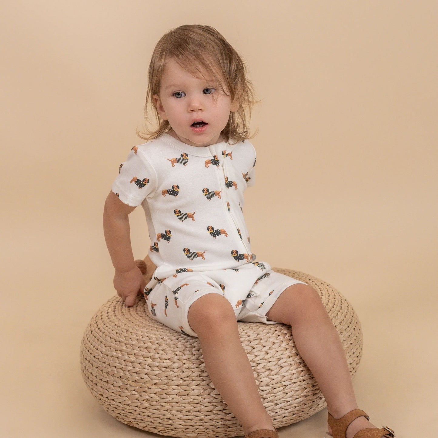 MakeMake Organics - Short Zip Romper - Dog