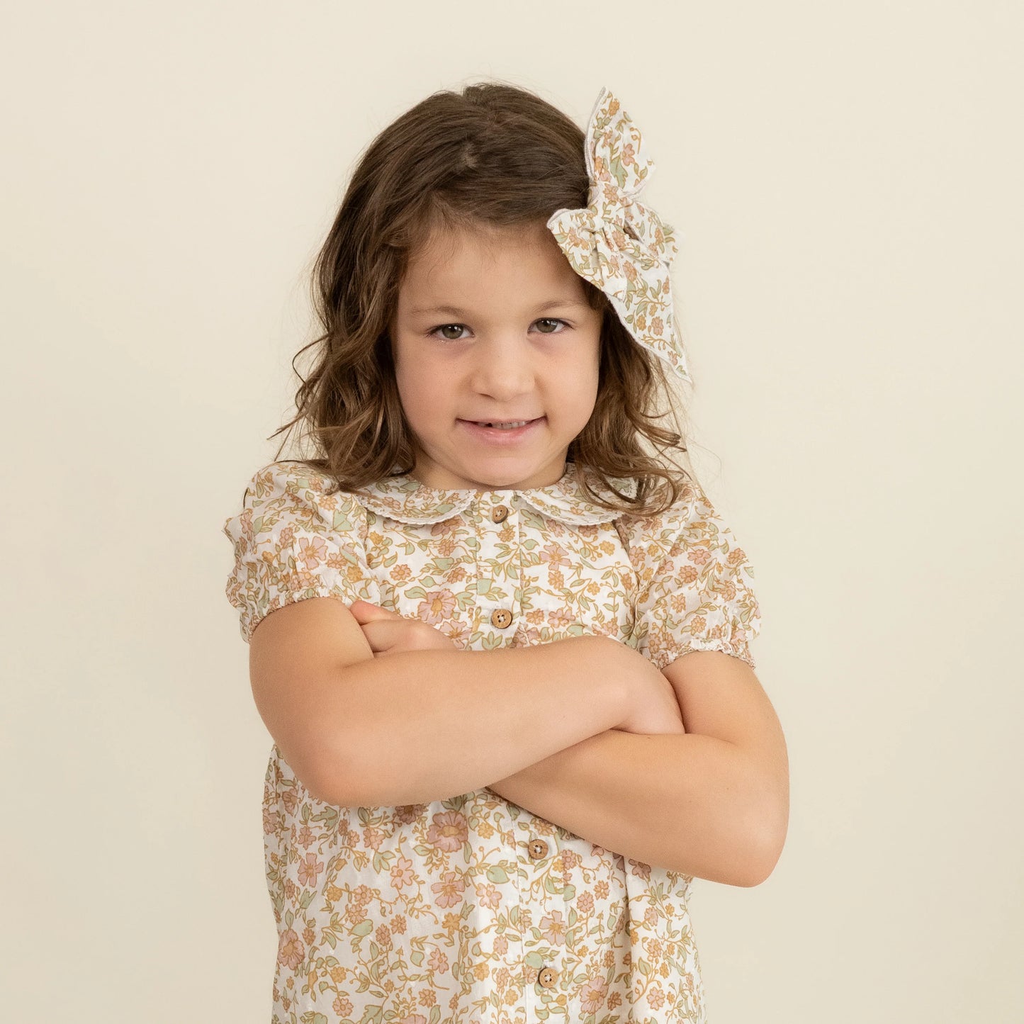 MakeMake Organics - Puff Sleeve Collar Dress - Tuscan Bloom