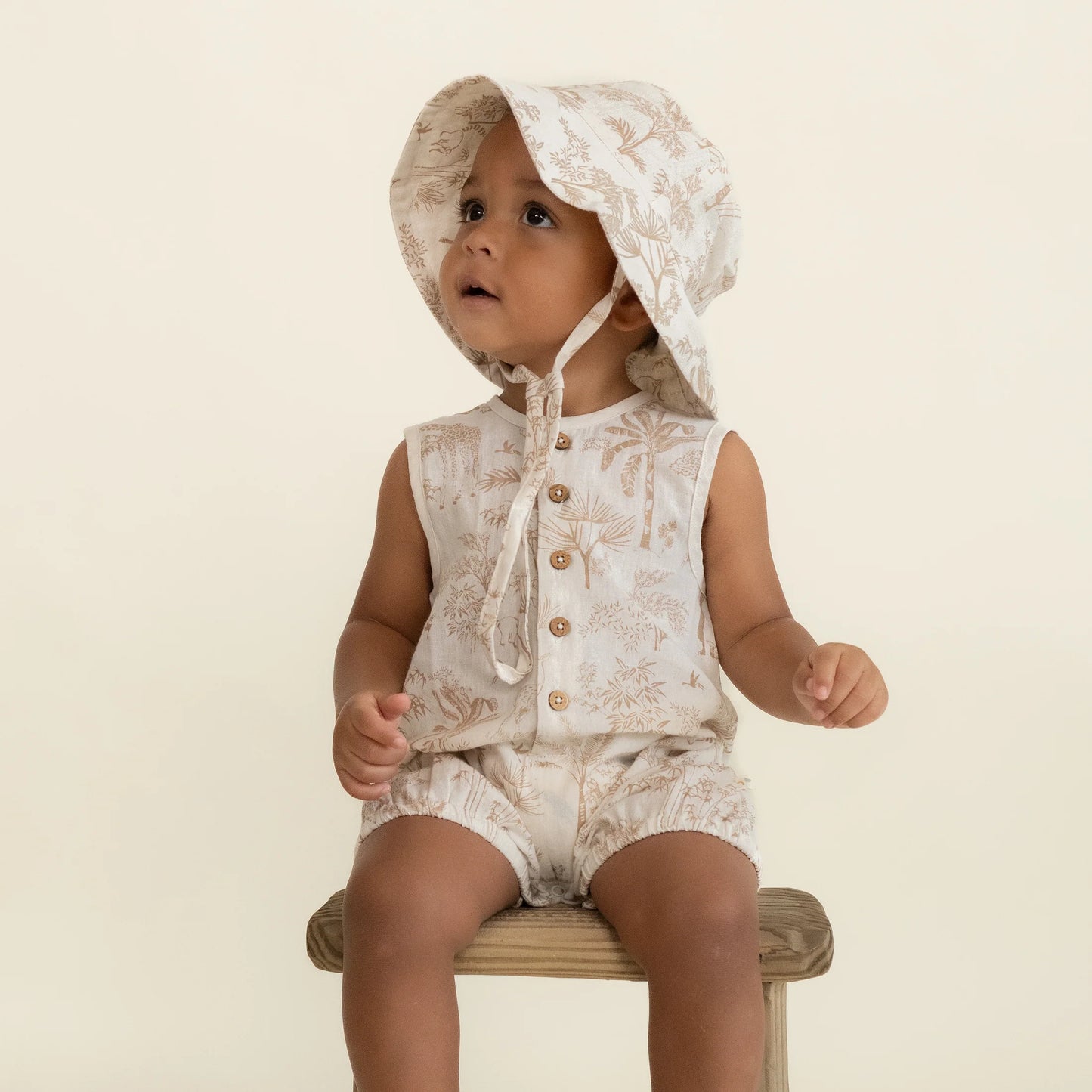 MakeMake Organics - Sleeveless Bubble Romper - Wild Tropics