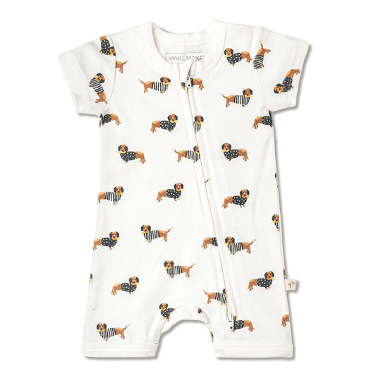 MakeMake Organics - Short Zip Romper - Dog