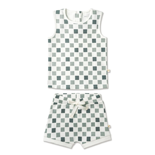 MakeMake Organics - Tank & Tee Shorts Set - Chequered
