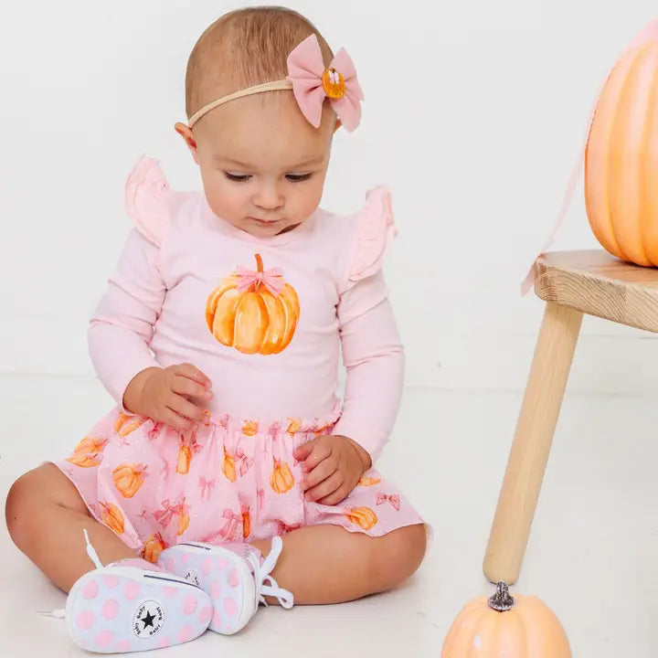 Sweet Wink - Coquette Pumpkin Long Sleeve Tutu Bodysuit