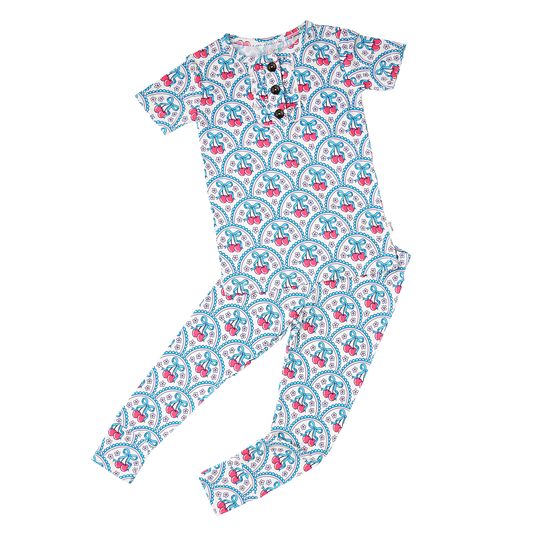 Gigi and Max - Cherry Ruffle Two Piece Bamboo Cherry Lounge Set