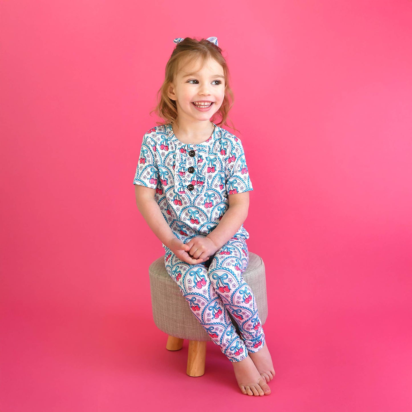 Gigi and Max - Cherry Ruffle Two Piece Bamboo Cherry Lounge Set