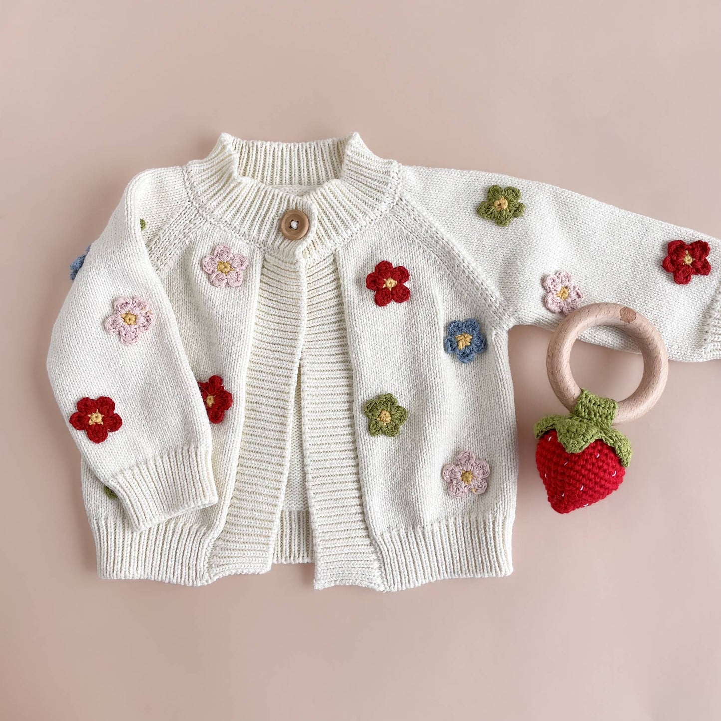 The Blueberry Hill - Cotton Flower Cardigan, Multi-Color | Baby Sweater