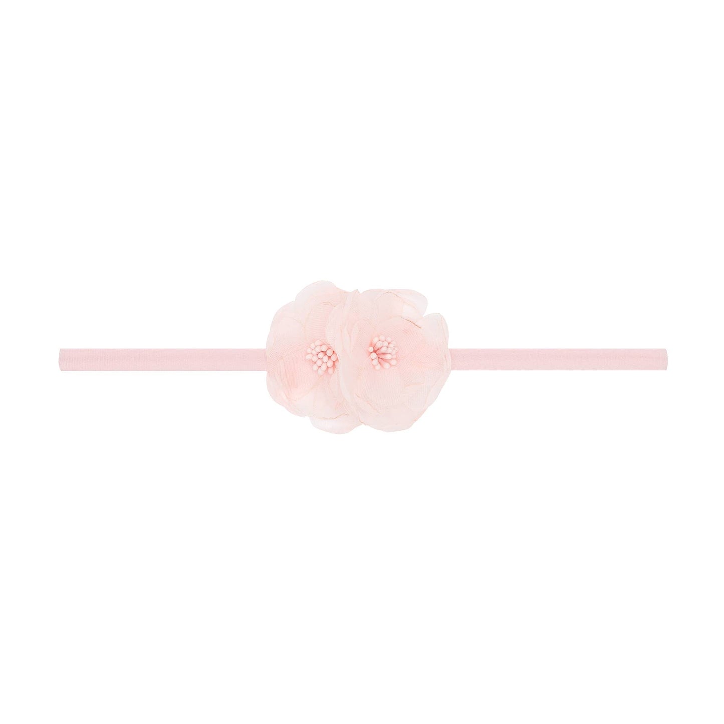 Baby Bling Bows - Baby Bling® Flower Skinny soft nylon headband: Rose Quartz