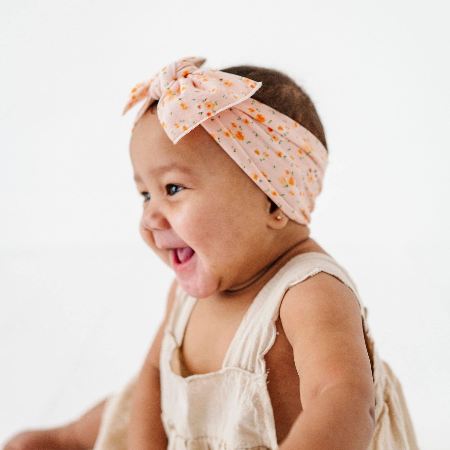 Baby Bling Bows - Baby Bling® Printed Knot soft nylon headband: Pink Rose