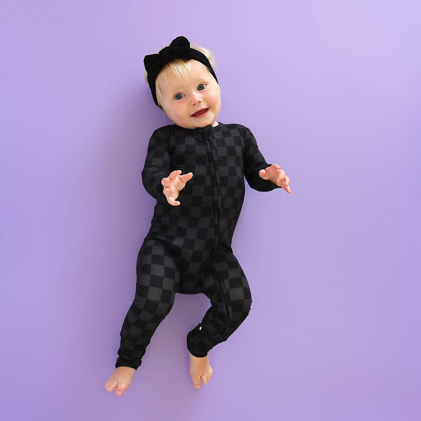 Gigi and Max - Frankie ZIP Checks Bamboo Romper PJ