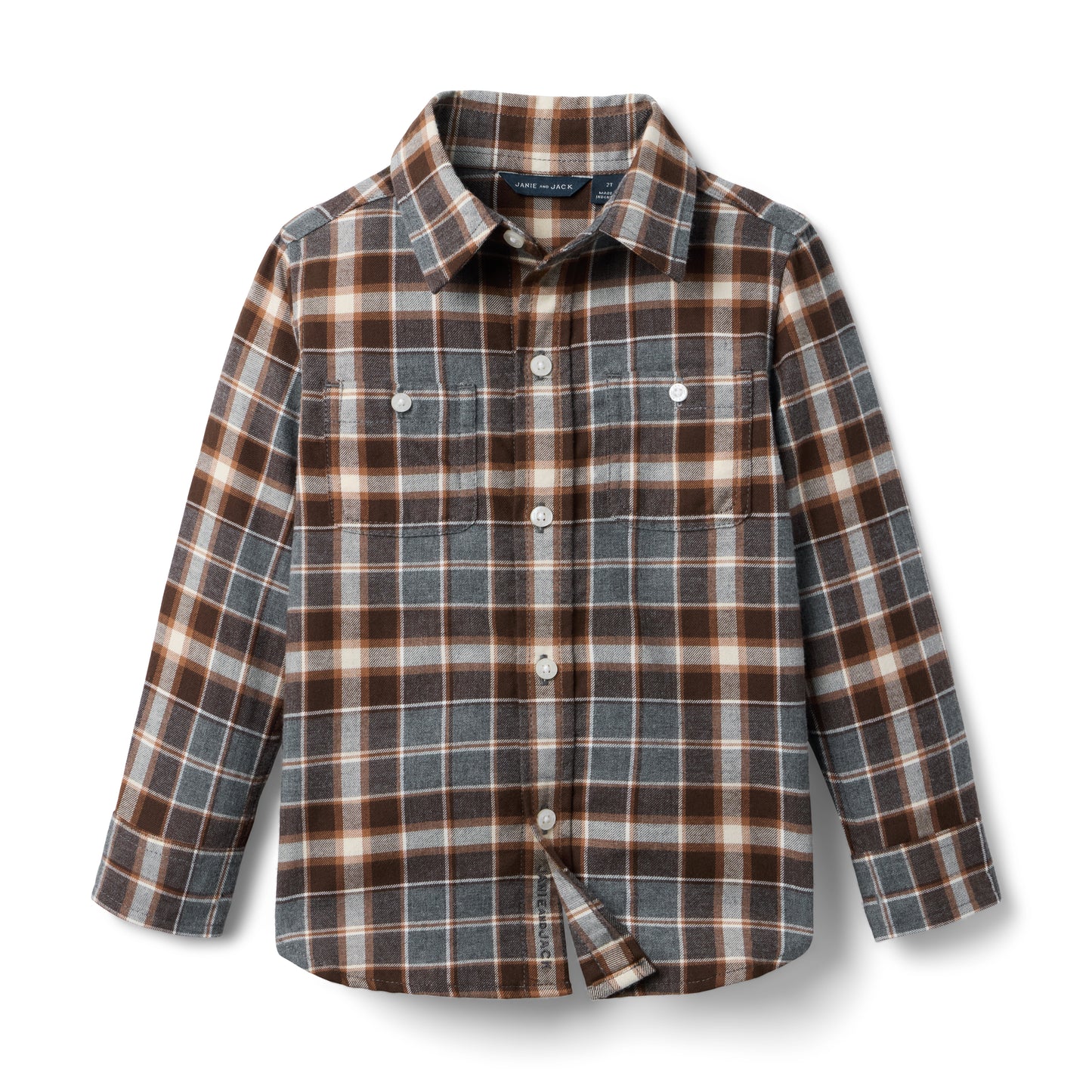 Janie and Jack - Charcoal Heather Plaid Flannel Shirt