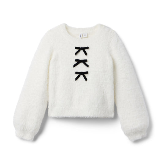 Janie and Jack - Cream And Sugar Cozy Bow Sweater