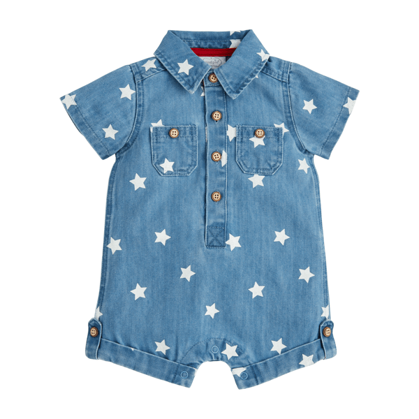 Mudpie - Denim Star Baby Shortall