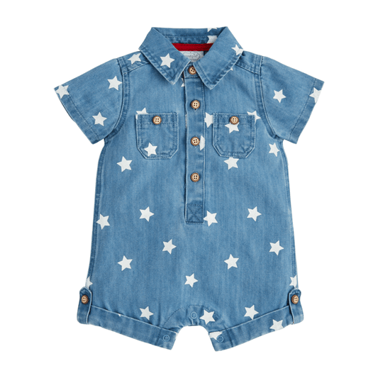 Mudpie - Denim Star Baby Shortall