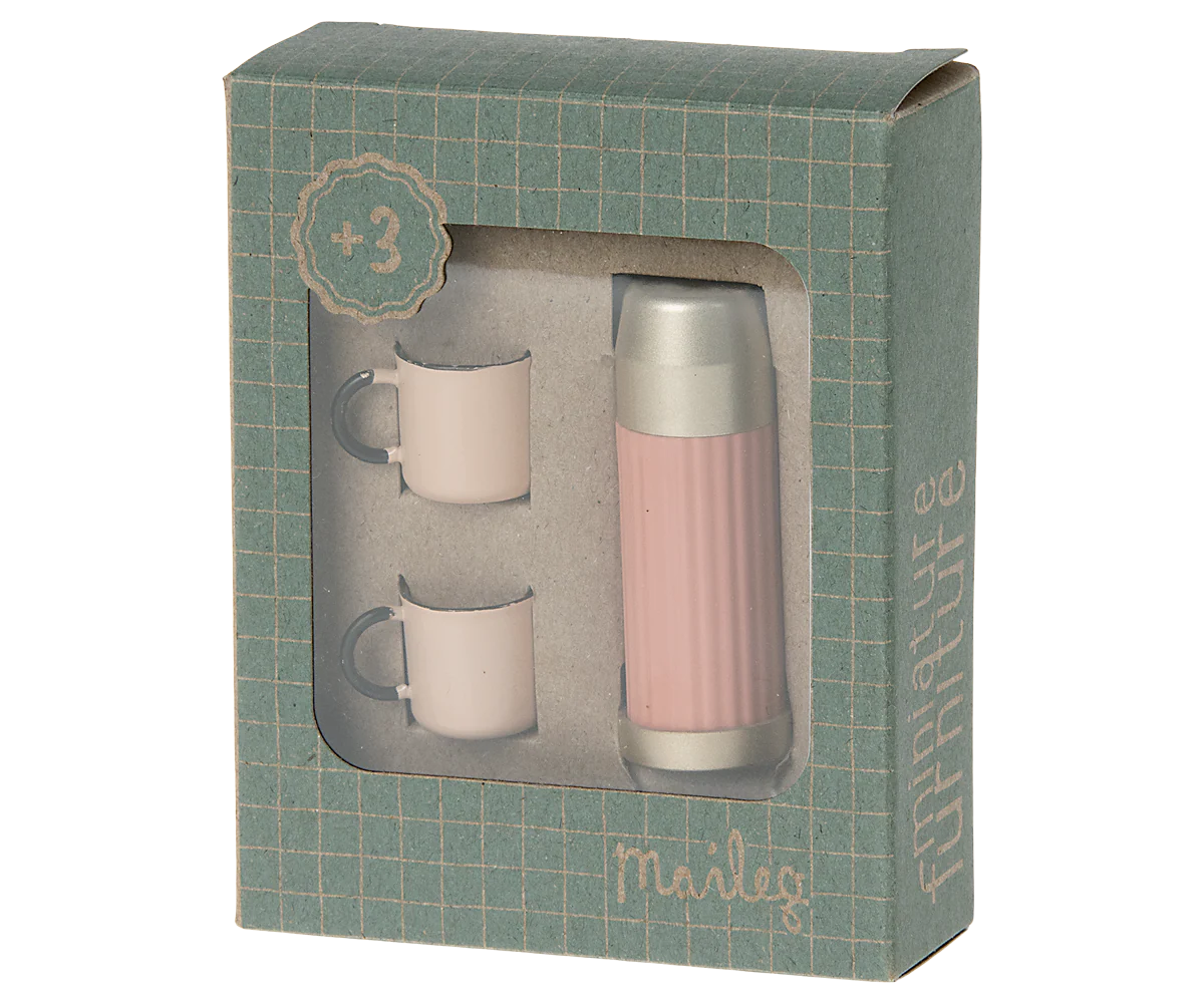 Maileg - Thermos and Cups Set - Soft Coral