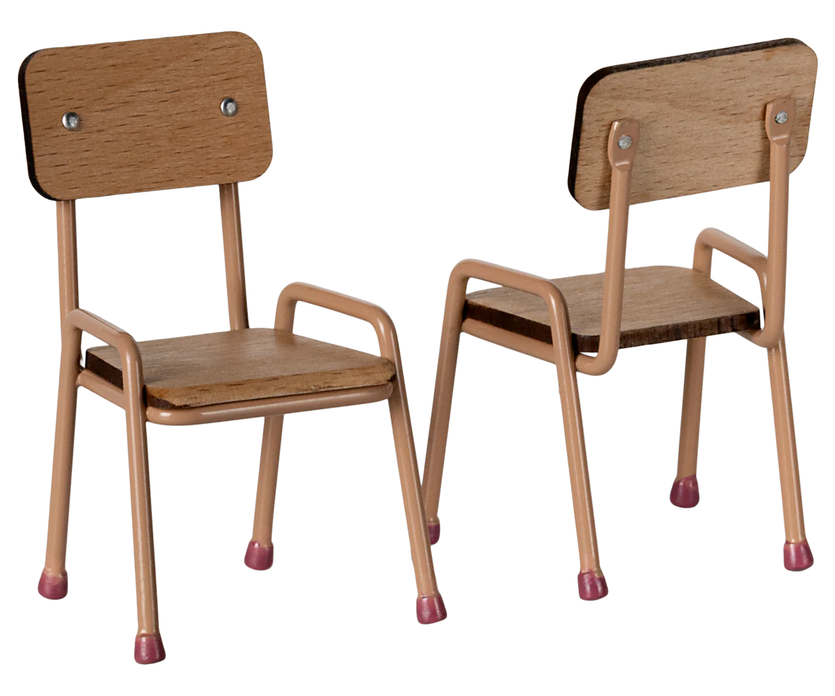 Maileg - Table and Chair Set, Mouse - Dark Powder