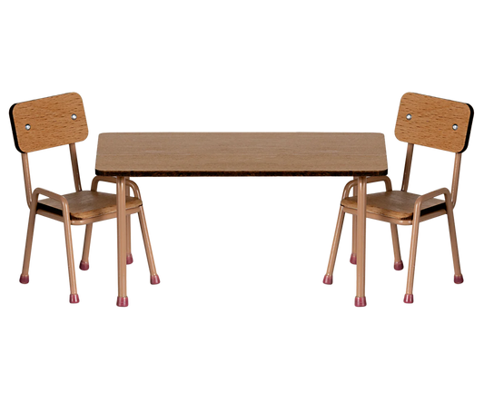Maileg - Table and Chair Set, Mouse - Dark Powder